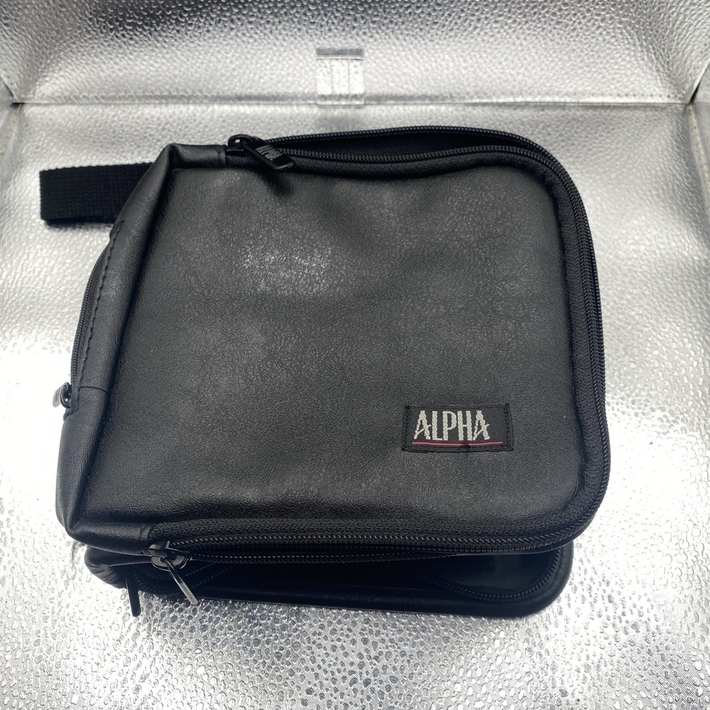 Vintage Alpha CD Black travel Storage Case 12 CDs  Made In China